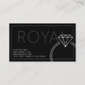 Eigen juwelen, juwelen repareren, winkelen, diaman visitekaartje (Achterkant)