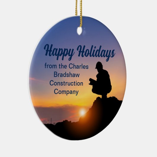 Eigen kerst bouwbedrijf keramisch ornament (Rechts)
