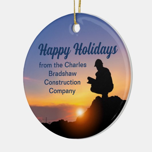 Eigen kerst bouwbedrijf keramisch ornament (Links)