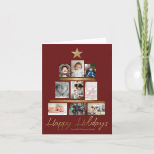 Eigen kerstboomfoto Jaar Review Rood Feestdagen Kaart
