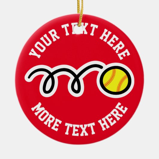 Eigen kerstboomversiecadeau voor softbalsport keramisch ornament (Voorkant)