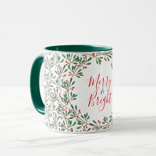 Eigen kerstcadeau voor Merry & Bright mok (Voorkant links)