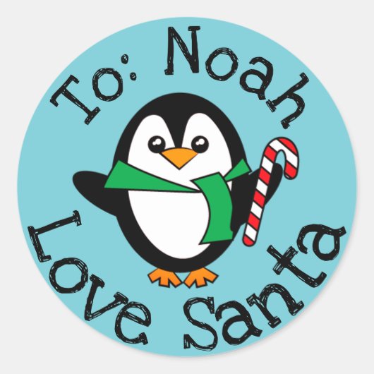 Eigen kerstcadeaus van Santa Sticker Penguin (Voorkant)