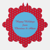 Eigen kerstcadeauzegels ornament kaart (Achterkant)