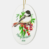 Eigen kerstcichorei Bird Red Berries Keramisch Ornament (Links)