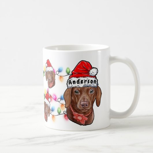 Eigen kerstdachshund Santa Hat Dog Koffiemok (Rechts)