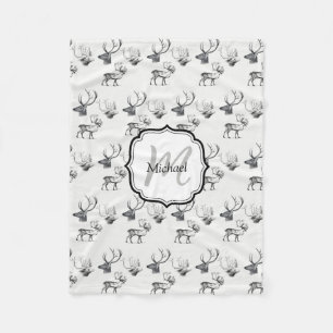 Eigen kerstfeest  Der Head Antlers Patroon Fleece Deken