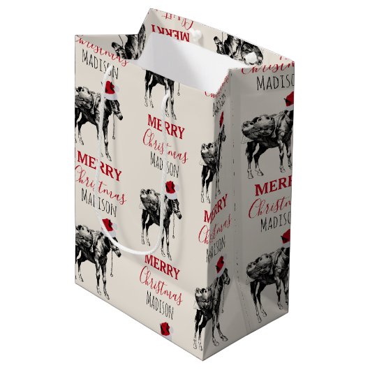 Eigen kerstfeest  Donkey Santa Hat Medium Cadeauzakje (Voorkant Gekanteld)