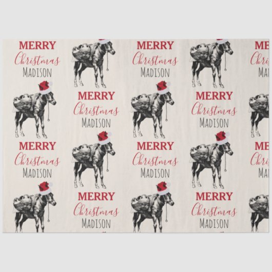 Eigen kerstfeest  Donkey Santa Hat Tissuepapier (Voorkant)