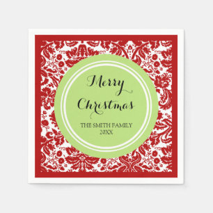 Eigen kerstfeest Red Damask Napkins Servet
