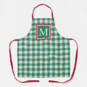 Eigen kerstfeestdag Groen rood Ivory Gingham Schort (Voorkant)