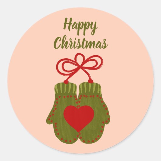 Eigen kerstfeestdag Mittens Gift Ronde Sticker (Voorkant)