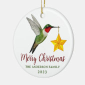 Eigen kerstfeestvogel en ster keramisch ornament (Links)