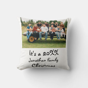 Eigen kerstfoto voor moderne familie kussen