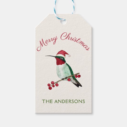 Eigen kerstkerstkerstmankolibrie cadeaulabel (Voorkant)