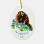 Eigen kerstmarmot, groundhog Animal Keramisch Ornament (Achterkant)