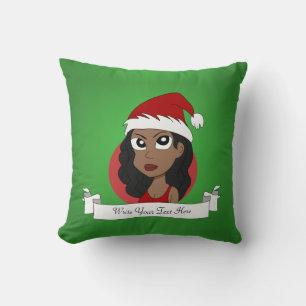 Eigen kerstmeisje cartoon kussen