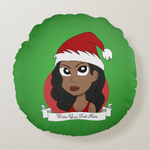 Eigen kerstmeisje cartoon rond kussen