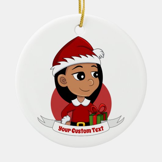 Eigen kerstmeisjes cartoon keramische siervoorwerp keramisch ornament (Voorkant)
