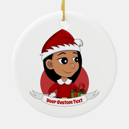 Eigen kerstmeisjes cartoon keramische siervoorwerp keramisch ornament (Achterkant)