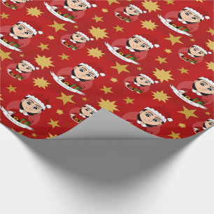 Eigen kerstmeisjes cartoon verpakkingspapier cadeaupapier