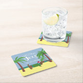 Eigen Kerstmis in juli Vierkante Kartonnen Onderzetter (Insitu)