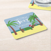 Eigen Kerstmis in juli Vierkante Kartonnen Onderzetter (Schuin)