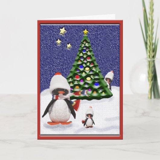 Eigen kerstparadise pinguïn feestdagen kaart (Voorkant)