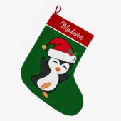 Eigen kerstpinguïn grote kerstsok (Voorkant (Hangend))