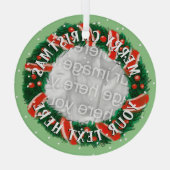 Eigen kerstrand aangepaste foto Glass Glas Ornament (Achterkant)