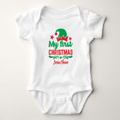 Eigen kerstrood Pet Star voor baby's eerste kerstf Romper (Voorkant)