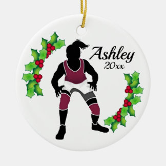 Eigen kerstsiermaroon keramisch ornament