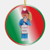 Eigen kerstversiering voor Vrouw Coach Keramisch Ornament (Voorkant)