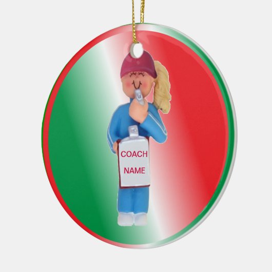 Eigen kerstversiering voor Vrouw Coach Keramisch Ornament (Links)