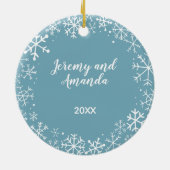 Eigen kerstwitte sneeuwvlokken Aangepaste kleur Keramisch Ornament (Achterkant)