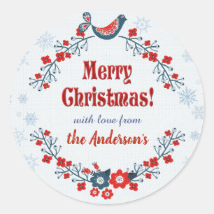Eigen klapmutkunst Merry-kerstmis Ronde Sticker