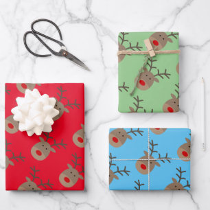 Eigen kleur Rudolf de rendierkerstmis cartoon Inpakpapier Vel