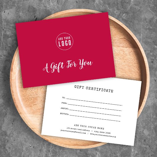 Eigen kleurcadeaubon voor schrijfmachine voor Logo