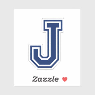 Eigen kleurenletter J sporty college lettertype al Sticker