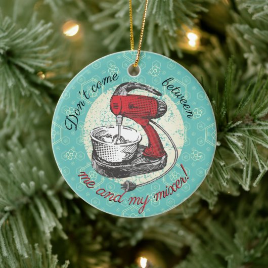 Eigen kleurenretro standaard mixer kerst bakkers keramisch ornament (Boom)
