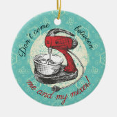 Eigen kleurenretro standaard mixer kerst bakkers keramisch ornament (Voorkant)