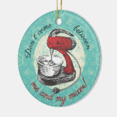 Eigen kleurenretro standaard mixer kerst bakkers keramisch ornament (Links)