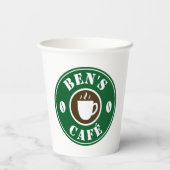 Eigen koffiebonen logo papier drinken papieren bekers (Achterkant)