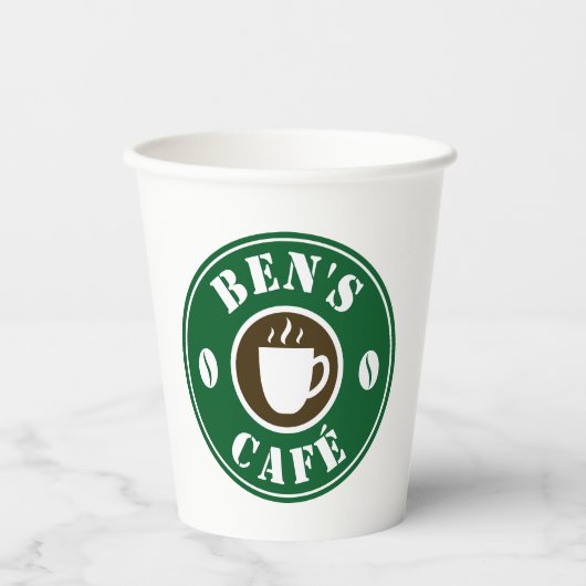 Eigen koffiebonen logo papier drinken papieren bekers (Voorkant)