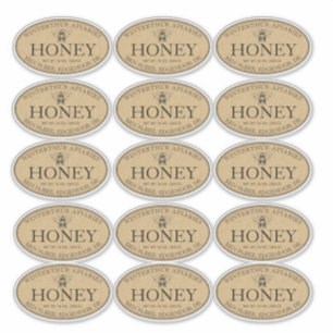Eigen kraft oval honingetiket 2,25 x 3,8 inch sticker
