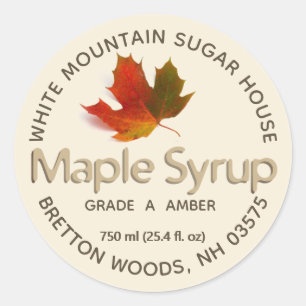 Eigen label met mannetje Syrup Colorful Maple Leaf