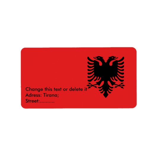 Eigen label met vlag van Albanië (Voorkant)
