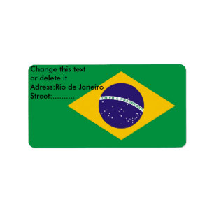 Eigen label met vlag van Brazilië