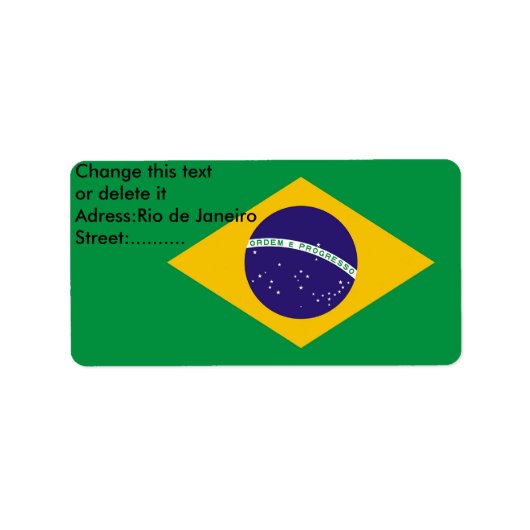 Eigen label met vlag van Brazilië (Voorkant)