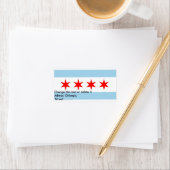 Eigen label met vlag van Chicago, VS. (Insitu)